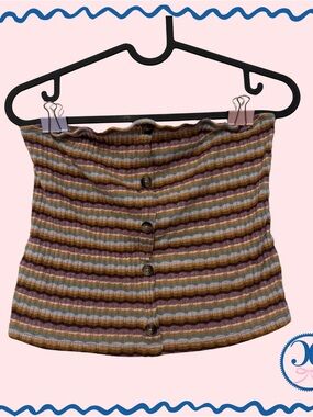 American Eagle Outfitters Striped Ribbed Tube Top in Purple, Yellow, Green